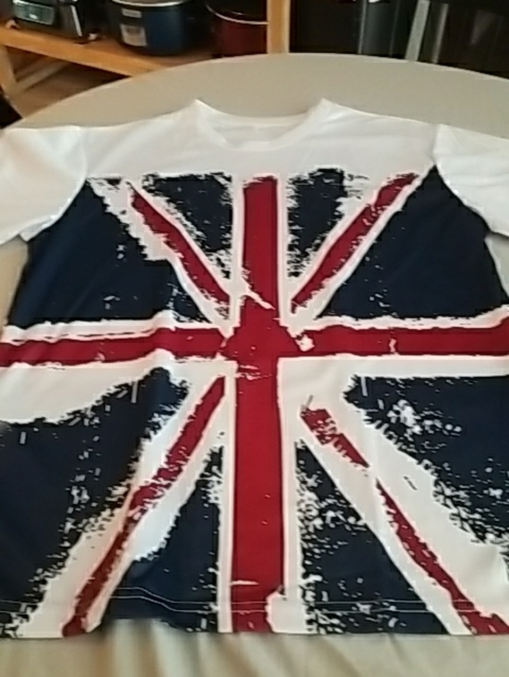 Mens White T‑Shirt with Distressed Union Jack Graphic